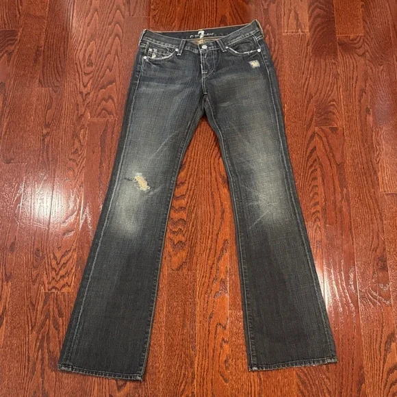 7 For All Mankind Distressed Bootcut Jeans - Picture 1 of 6